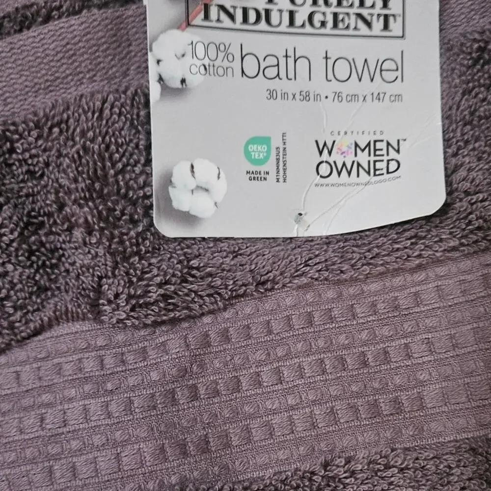 Purely Indulgent 100% Cotton Bath Towel 30x58 GRay  OEKO-TEX Women Owned NWT